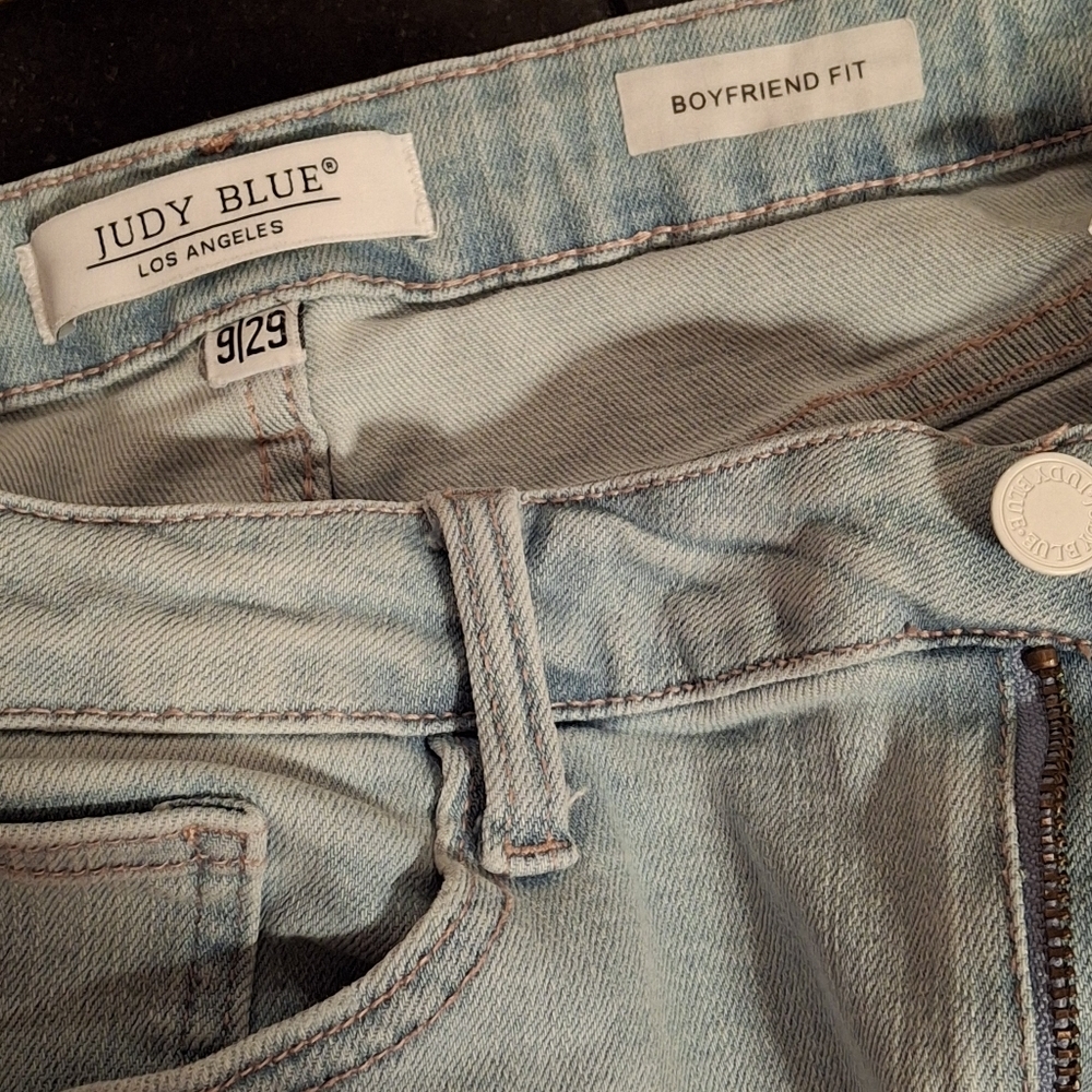 Judy Blue Jeans Boyfriend Fit Distressed Stretch Blue Jeans Women Size 9/29 - Picture 2 of 16